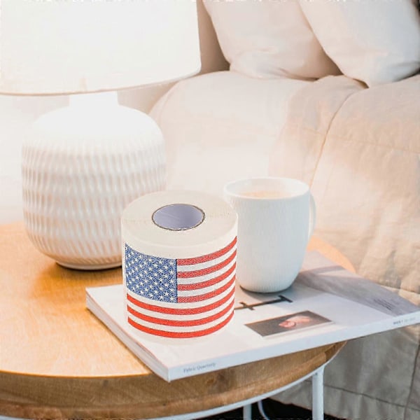 2 Rullar Amerikansk Flagga Toalettpapper Rullpapper Tissue Papper Badrum Toalettpappersrulle