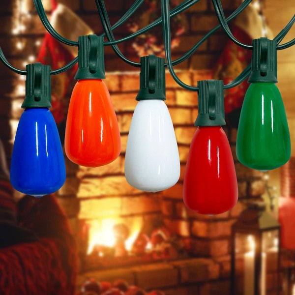 Agaphoton Multicolor C7 Christmas String Lights 25ft med fjärrkontroll 27 ST35 Ceramics Bulbs