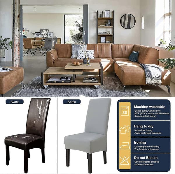 6 st Universal Stolsöverdrag Stretch Mikrofiber Tvättbara Stolsöverdrag för Bröllop Hotell