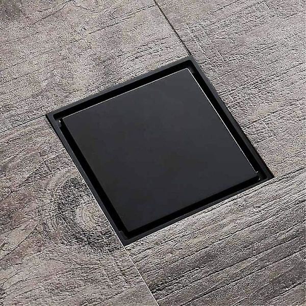 Svart Mässing Golvbrunn 10 X 10 Cm Golvbrunn Dusch Toalett Bat