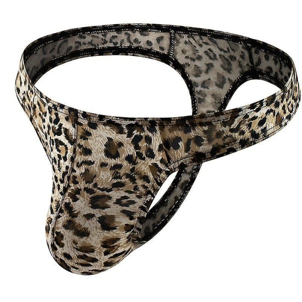 Mäns Leopardmönstrade Tanga G-string Underkläder Gray leopard print M