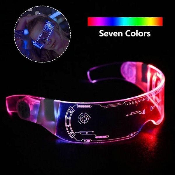 (Vitt ljus) LED Lyser Upp 7 Färger Klara Linser Visir Glasögon Goggles Cyberpunk Rave Party
