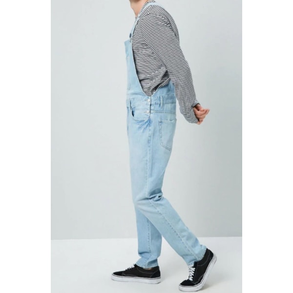 Män's Jeansbyxor Overaller Denimbyxor Fickplan Komfort Andningsbar Utomhus Daglig Utgång Bomullsblend Mode Casual Mörkblå Ljusblå light blue XL