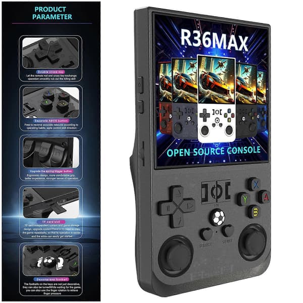 R36 MAX Retro Handhållen Videospelskonsol Grey
