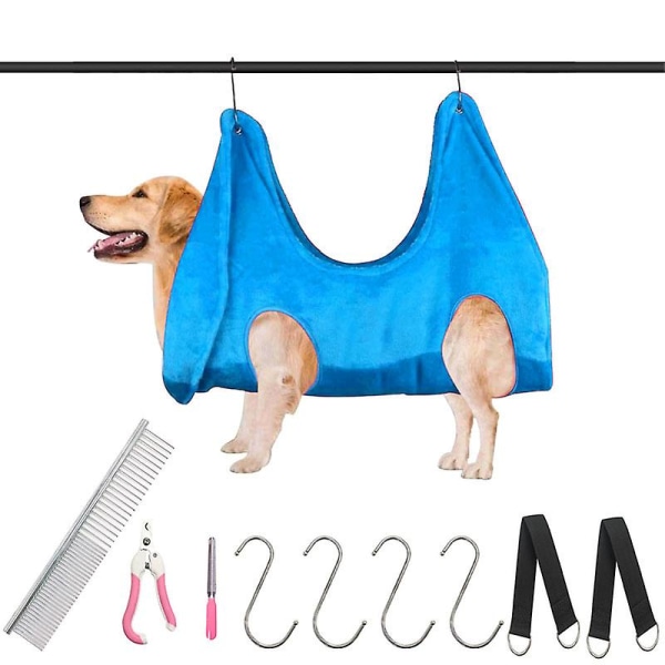 Pet Groomings Hängmatta Bekvämt kompatibel Badnagelklippning Comp L (17.5kg-30kg) blue set