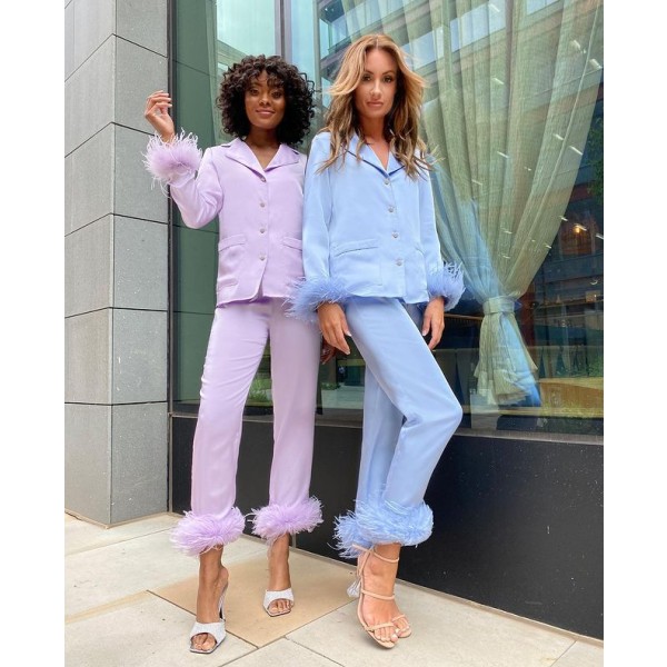 Feather Blazer Set I Vit Pyjamas lila L