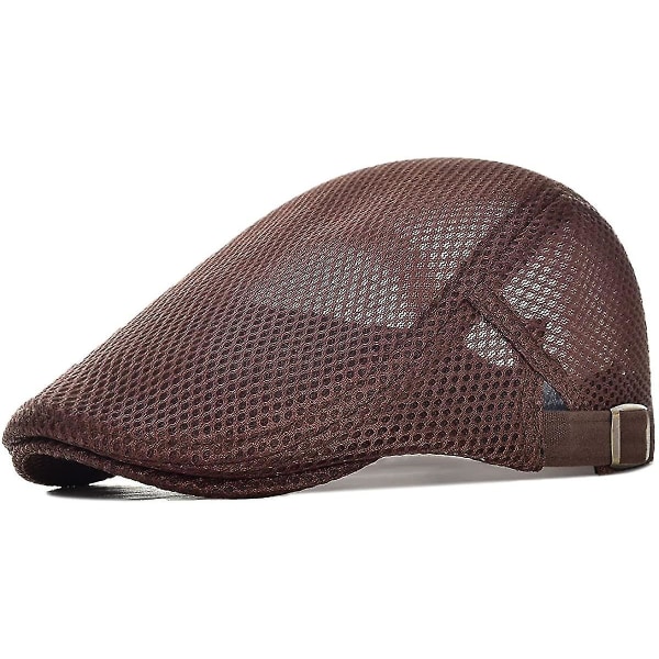 Män Andas Mesh Sommar Hat Justerbar Newsboy Basker Ivy Cap Coffee