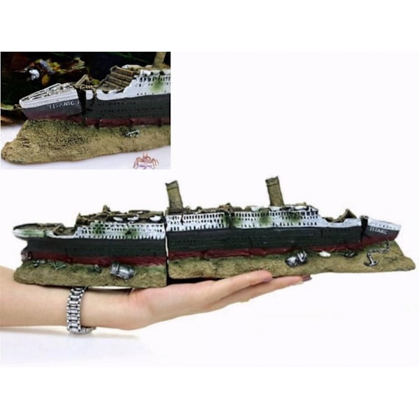 Akvarium Skeppsbrott Dekorationer Resin Titanic Förlorad Vrakbåt Skepp Sjunken Skepp Dekorationer Akvarium LandsHating Dekoration Fisk Ornament