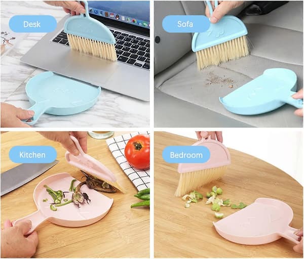Mini Sopskyffel och Borste, Multifunktionell, Sopset i Plast (Grå)