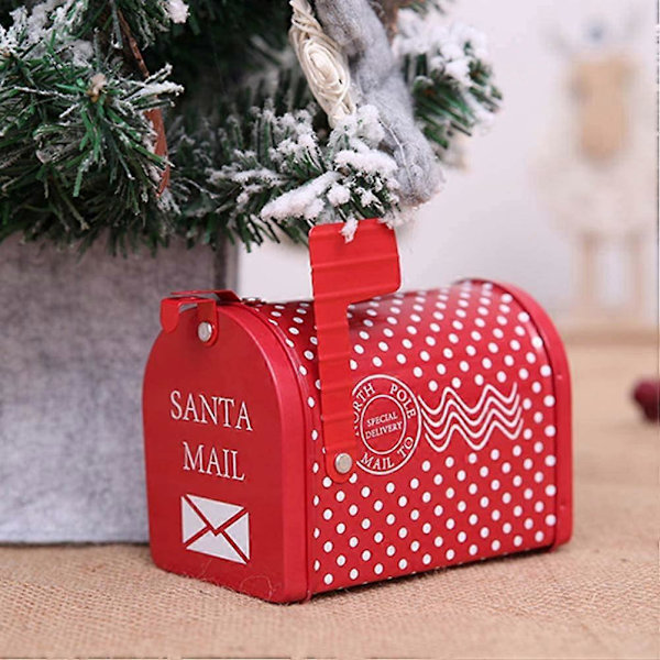 Julbrevlåda Jultema Kreativ Vit Plåtbrevlåda Brevlåda för Godis Leksaksdekoration (ca 13x8x9,5cm)