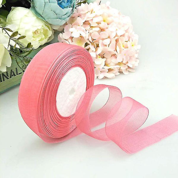 Satinband 50 Yards/ Rulle 1 Tum Presentinslagning Bulk Transparent Watermelon Red