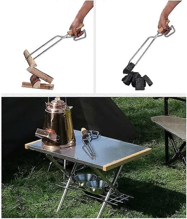 BBQ Koltång Brinnande Eldtång Grillkolstång Kol Eldtång Ankunge Näbb Solid Trä Koltång