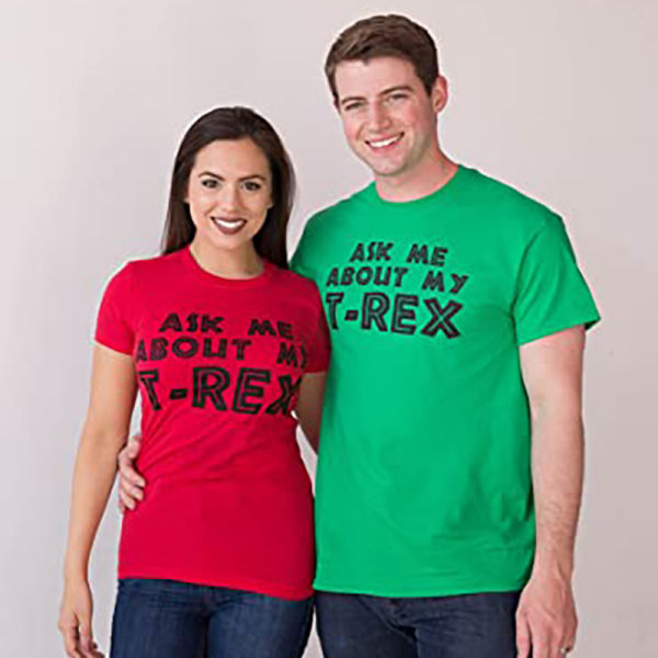 Fråga mig om min t-rex Dinosaur Flip T-shirt Maskerad T-shirt Green 130