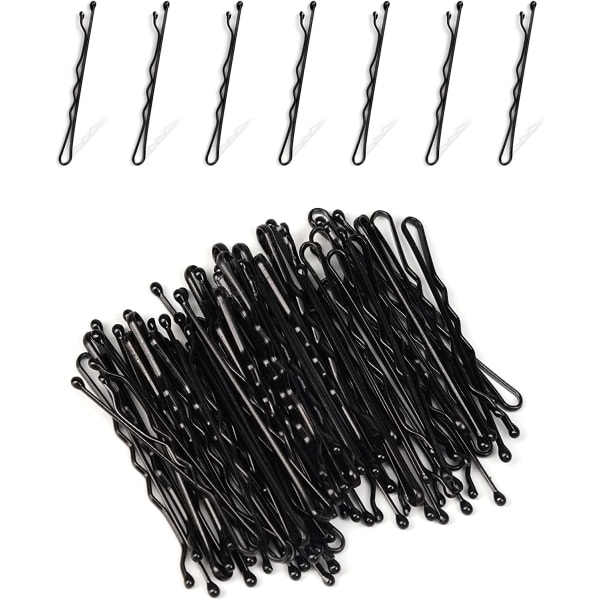 Bobby Pins 150 st, svart – 5 cm långa hårgrepp med transparent Svart