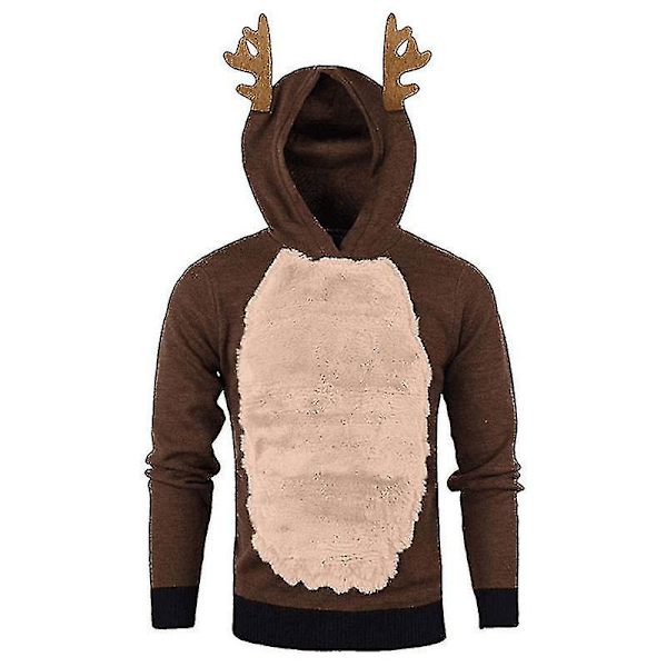 Herr Jul Huvtröja Jumper Toppar Xmas Rudolph Reindeer Pullover Coffee Pink 2XL