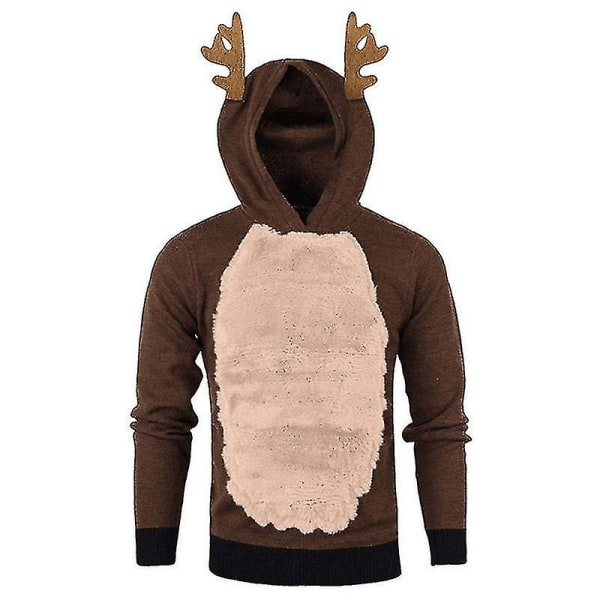 Herr Jul Huvtröja Jumper Toppar Xmas Rudolph Reindeer Pullover Coffee Pink L