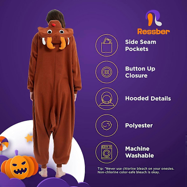 Unisex Vuxen Onesie Pyjamas Djur Heldräkt Halloween Kostym Jul Sovkläder Jumpsuit Coffee Reindeer Large