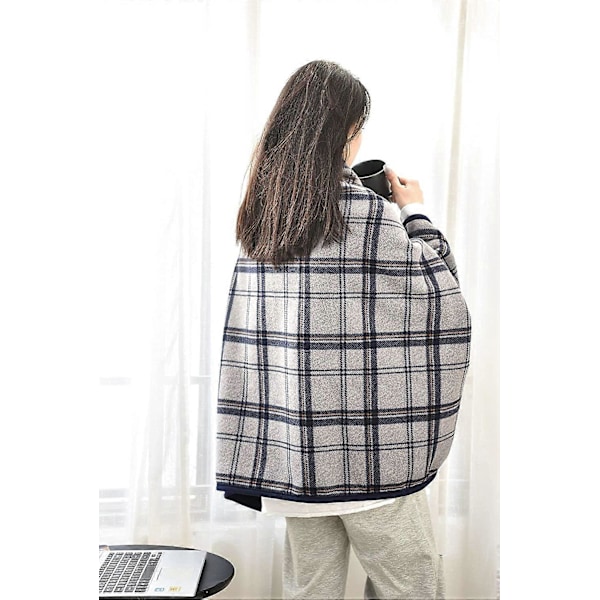 Varm Bärbar Filt, Poncho Filt med Knappar, Bekväm Fleece Mjuk Filt Sjal, 80x130cm