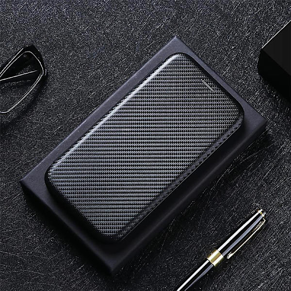 Kompatibel med Oukitel C25 Kolfibermönster Premium Flip Case Wit Black