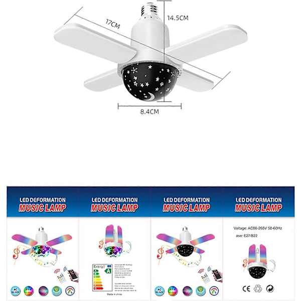 RGB Färg LED Lampa Dimbar E27 Sockel Fjärrkontroll och APP-Kontroll, 4 Lägen Musiklampor med Bluetooth Högtalare, 24W