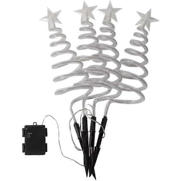 Nyhet Flerfärgad Julgran Spiral Stake Light - Batteridriven Trädgårdsdekoration - Set med 4 Festliga Utomhusbelysningar