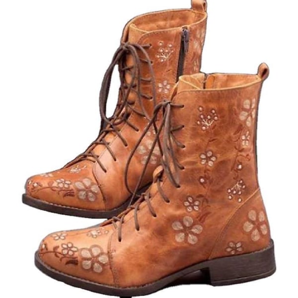 Damskor Martens Boots Western Broderade Riddarstövlar Martens Boot Fo Brown 37