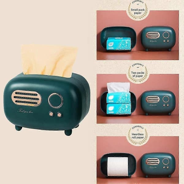 Retro Rektangulär Tissue Box, Radio Modell, Tissue Box, Praktisk och Trendig, Grön