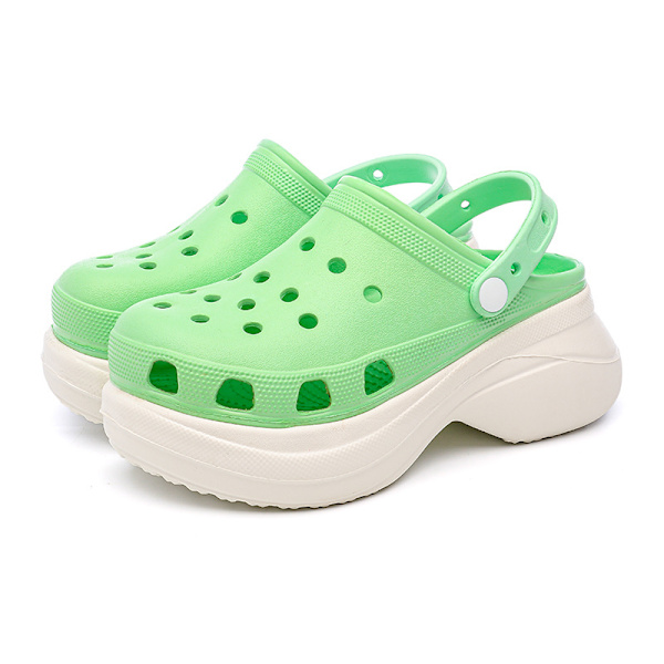 Kvinnors Klassiska Platform Clog Klassiska Hål Strandtofflor Grön och vit 35