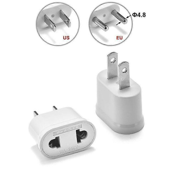 US & EU till US Plug AC Vägg Universal Reseadapter, AC 250V (Vit)