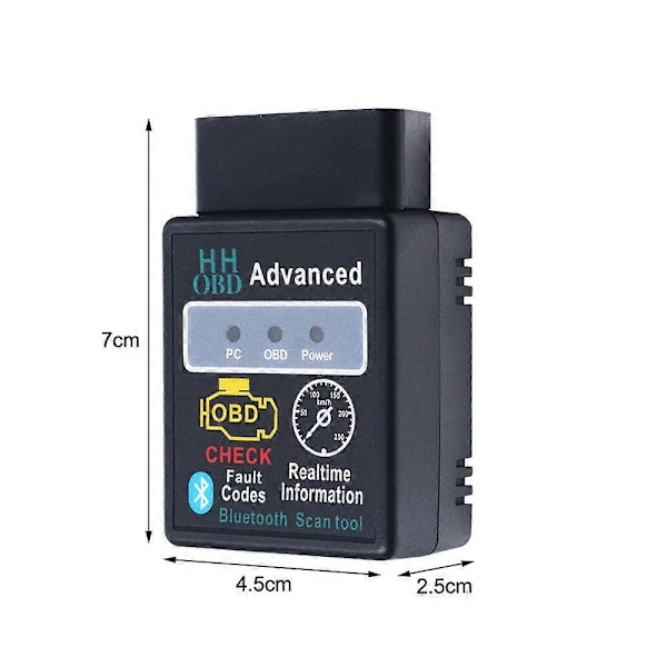 Elm327 V2.1 Obd 2 Obd-ii Bil Auto Bluetooth Diagnostiskt Gränssnitt Scanner Android Fg