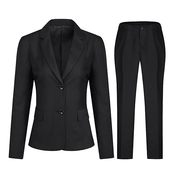 Allthemen Dam 2-delad Office Lady Business Slim Fit Blazer Byxor Black L