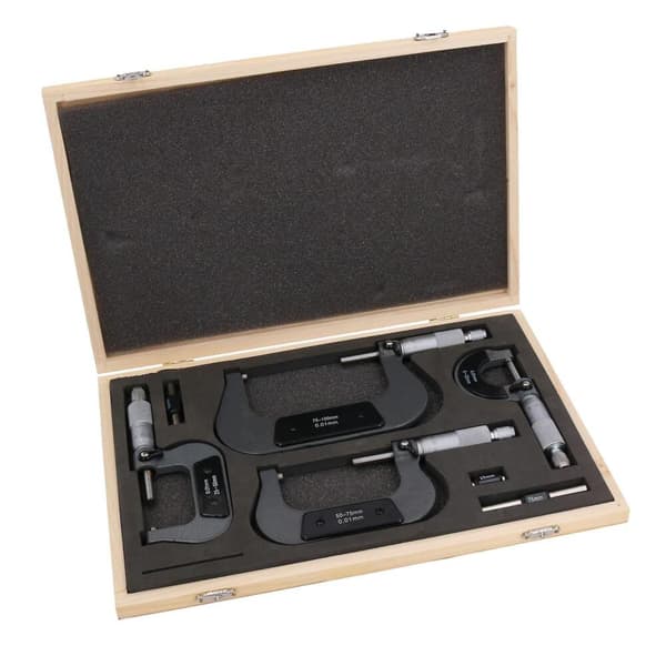 4st Mikrometer Extern Justerbar Metrisk Mikrometer Karbidstäd 0 - 100mm