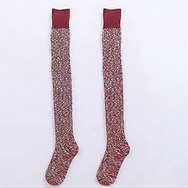 Dam Tigh High Bomull Stickad Vinter Strumpsocka