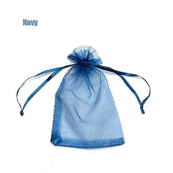100 st 22 Färger 7x9 9x12 10x15 13x18 Cm Ritade Organzabägare Smycken navy 7x9cm 100pcs