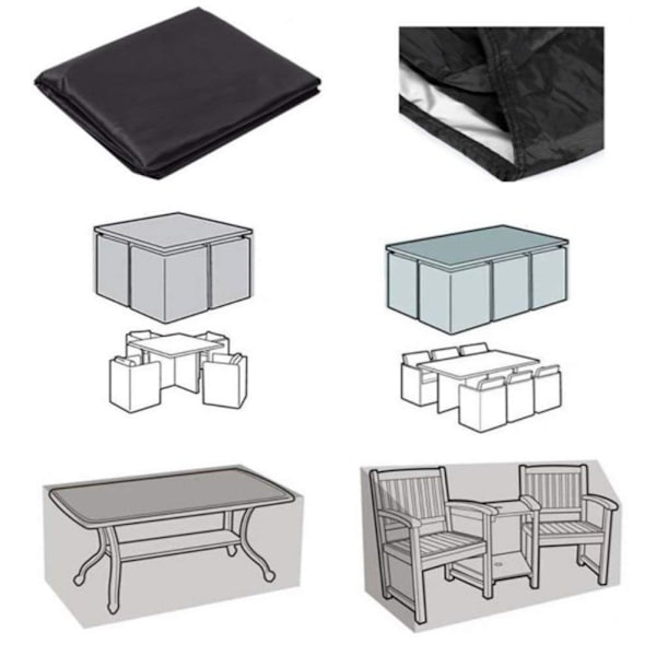 20 storlekar Svart 8-10 sits rektangulär uteplatsmöbel utomhus 315*180*74