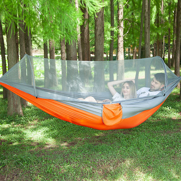 Ultralätt Resekamphängmatta Myggnät Hammock Kamouflage 290x140