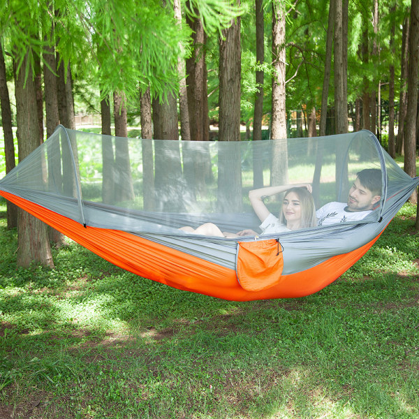 Ultralätt Resekamphängmatta Myggnät Hammock Mörk grön 290x140