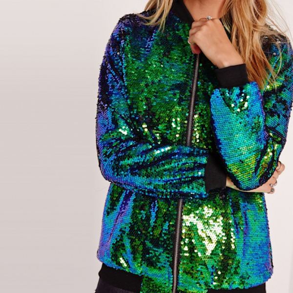 Sequin Flash Långärmad Dragkedja Pilotjacka Cosplay Prestanda Kostym colour L