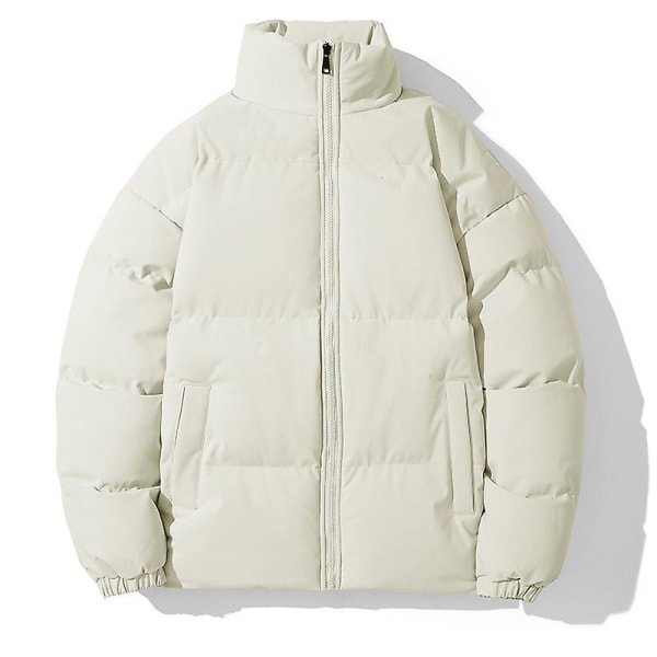 Läsbar vinterjacka för män Casual Oversize stativkrage Tjock Ja krämvit 5XL