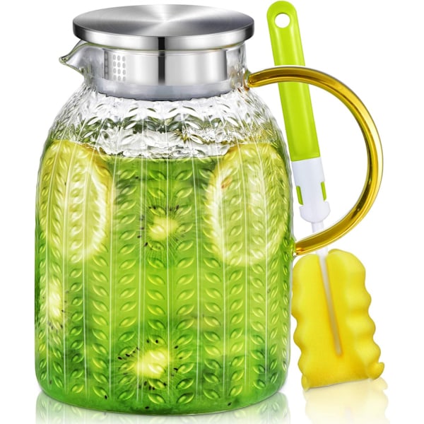 Vattenkaraff, glaskaraff, 1,8 liters glaskaraff med lock