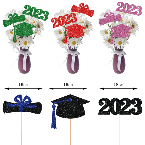 Graduation Party Blomvasinsats, Doctor Hat & Cap Formed Pap svart