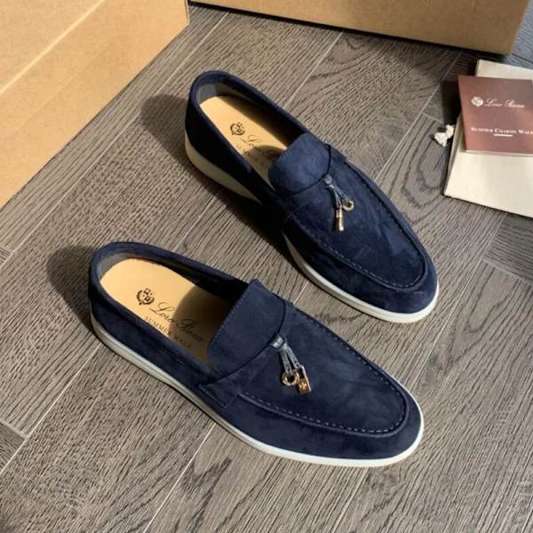 Sommarpromenadskor Dam Loafers Mocka Causal Moccasin Lock Beanie Shoe Blue 43