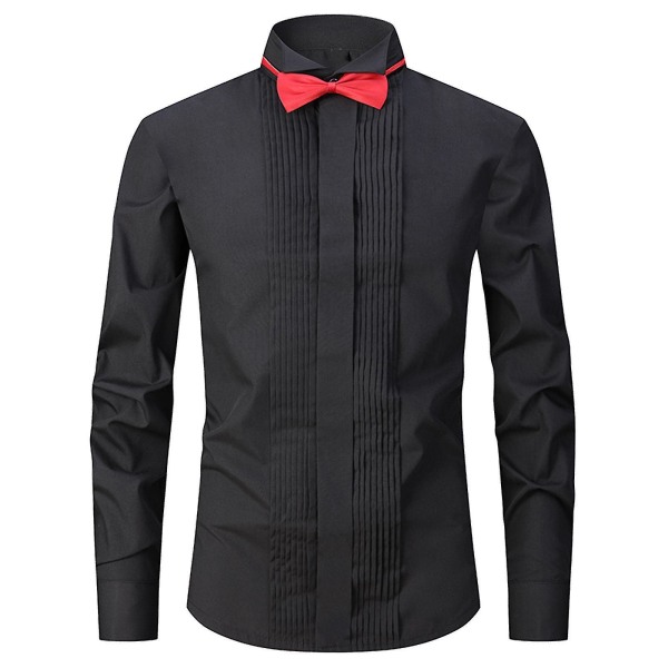 Klänningskjorta Man Smokingkrage Groomsman's Dress Brudgum Bröllopskjorta M Black