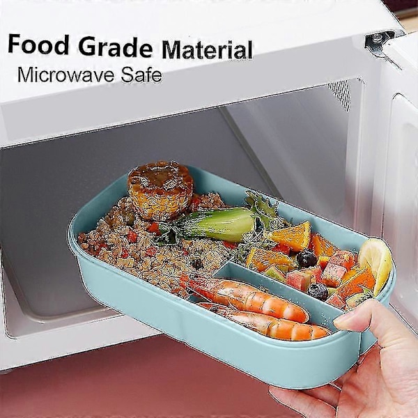 Lunchlåda för barn Mikrovågsugn Plast Matbehållare med fack Servis Läcksäker Bento Box Matlåda
