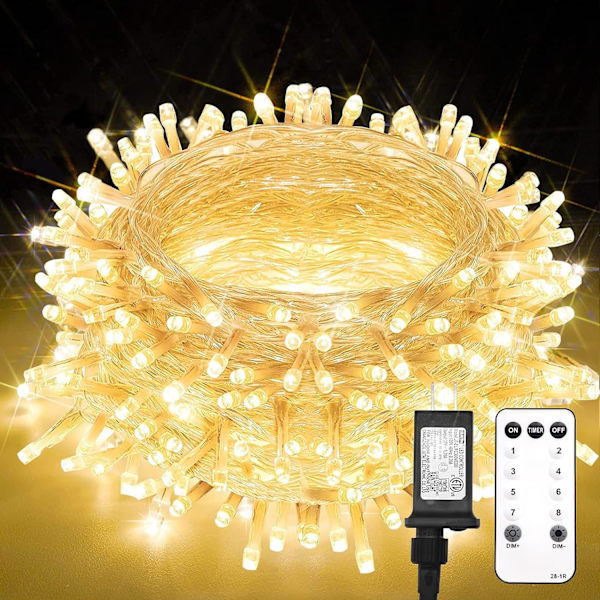 Julbelysning utomhus, 66 fot 200 LED varmvita ljusslingor, vit Warm White 200LED