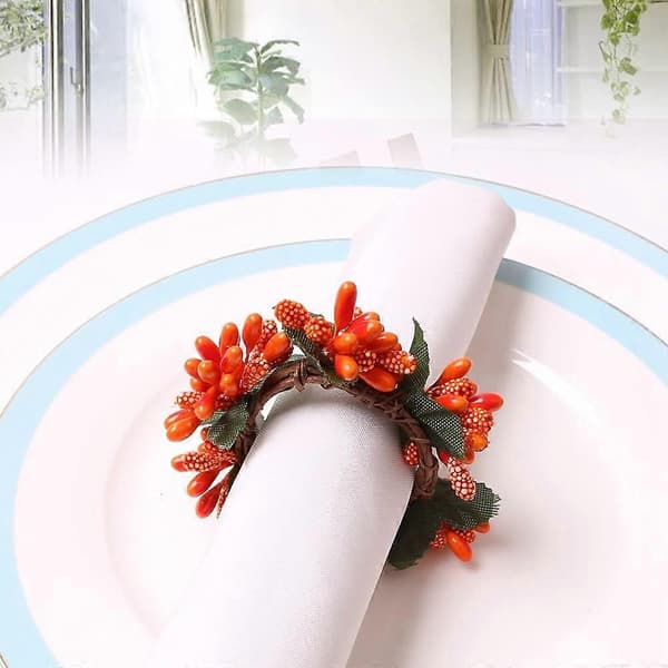 Servettringar med blomsterkrans, höstservettringar (4 st)