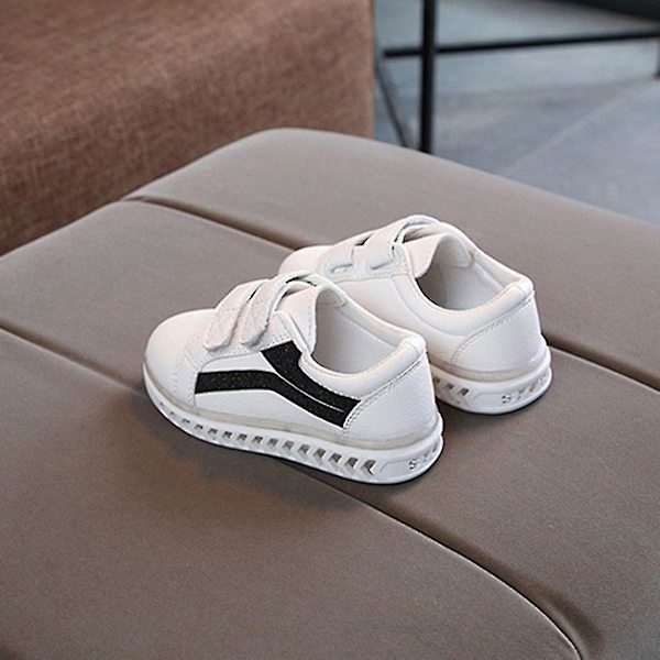 2022 Barn Baby Flickor Pojkar Randig Bling Platta Led Luminous Black 23.5