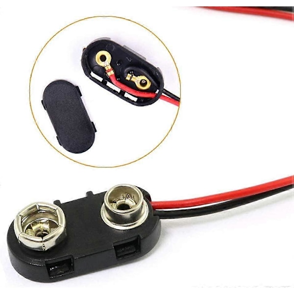 20 Stycken 9V Batteriklämmor, 9V Batterikontakt, Typ I Plast Batteriklämma PP3 Batteriklämma med 150mm Kablar
