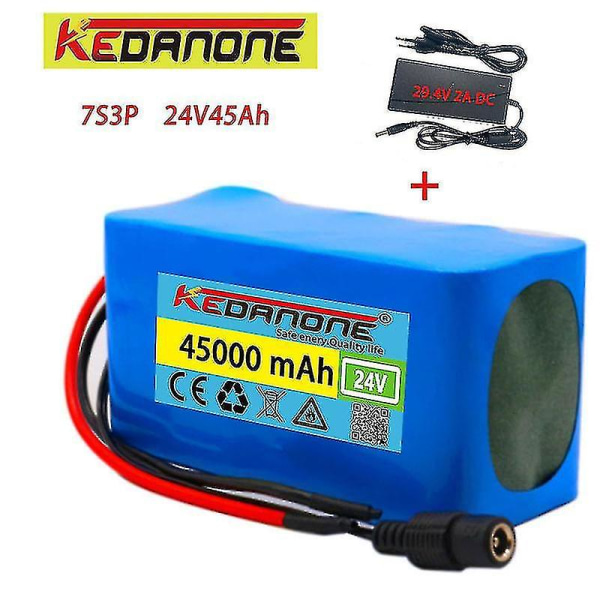 24v 30ah 7s3p 18650 Li-ion batteripaket 29,4v 30000mah elcykel 45AhX1 Chargerx1