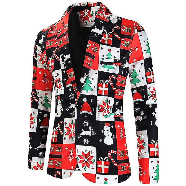 Julkavajjackor för män, Casual One Button Xmas Suit Blazer Y COLOR 7 M